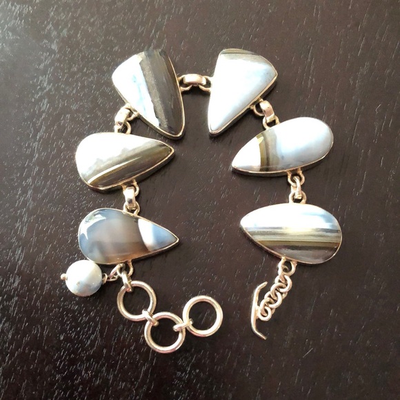 Owyhee opal sterling silver bracelet - Picture 1 of 10